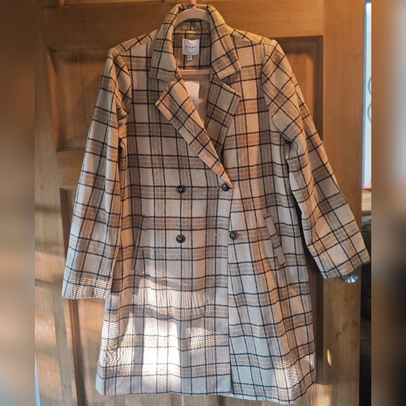 Gilli Tan and Black Plaid Trench Coat NWT - Picture 4 of 7